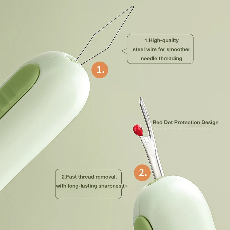 Dual-Head Hand Sewing Tool – 2-in-1 Needle Threader and Stitch Remover - Image 3