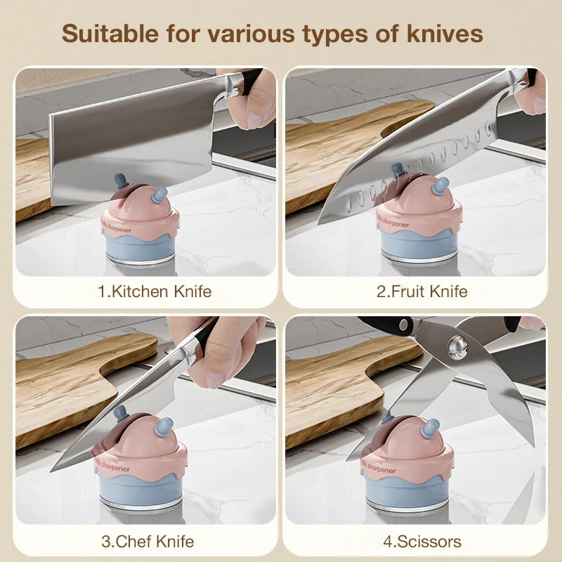 Ice Cream Suction Cup Knife Sharpener, Kitchen Tool for Sharpening Knives and Scissors at Home - Image 4