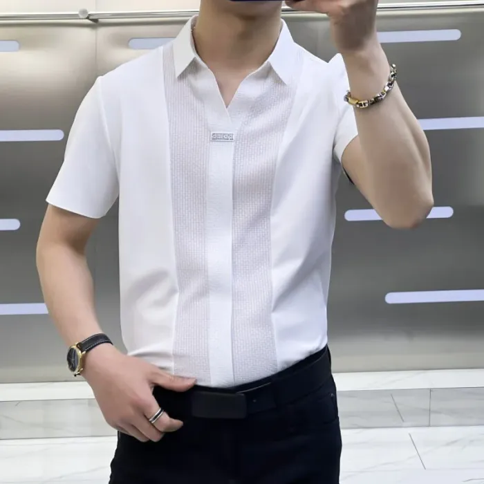 Men's Business Casual Patchwork Shirt - Image 3