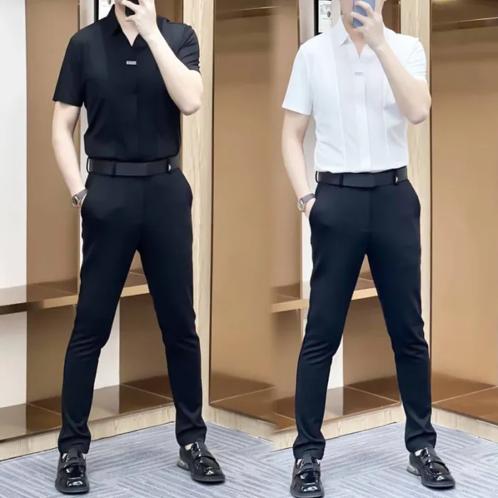 Men's Business Casual Patchwork Shirt - Image 4