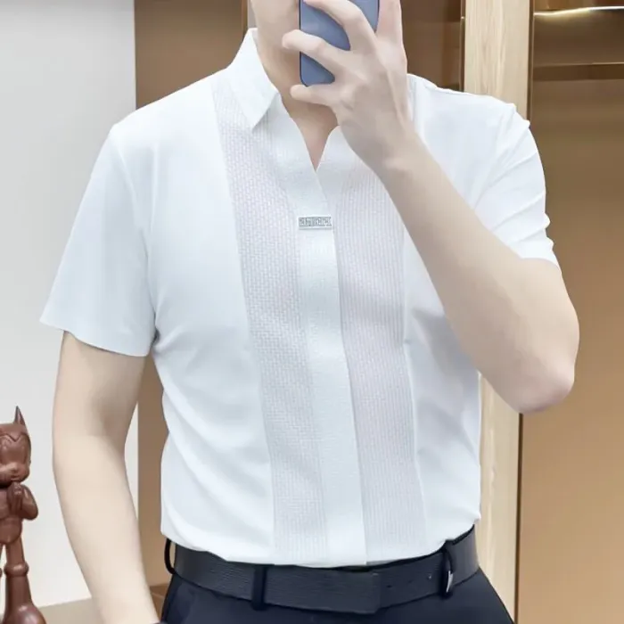 Men's Business Casual Patchwork Shirt - Image 5