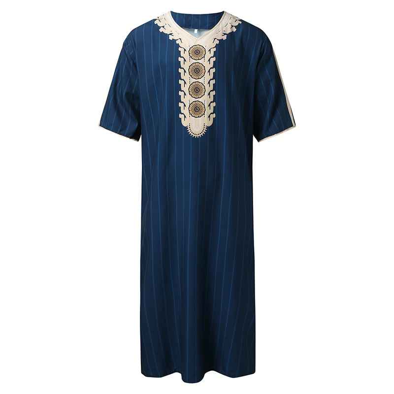 Men's Loose V-Neck Short Sleeve Long Robe - Image 10