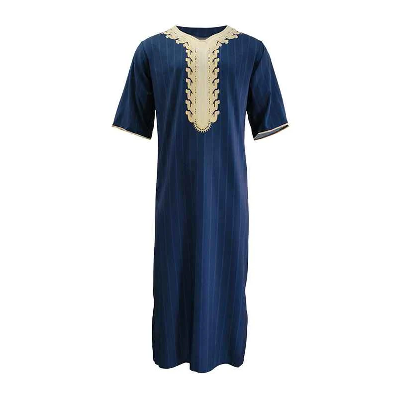 Men's Loose V-Neck Short Sleeve Long Robe - Image 11