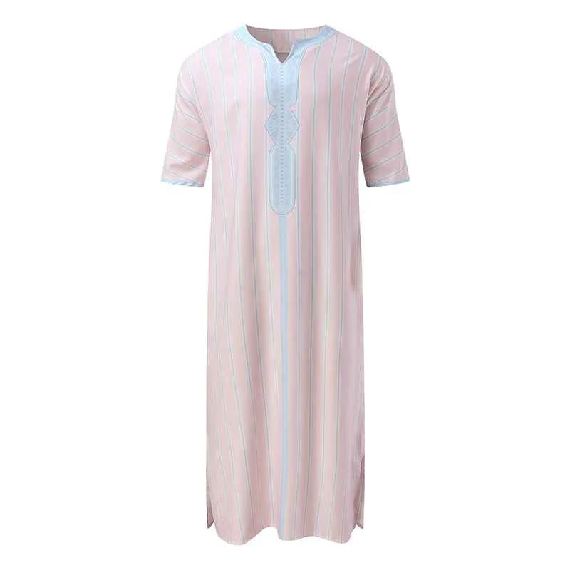 Men's Loose V-Neck Short Sleeve Long Robe - Image 6