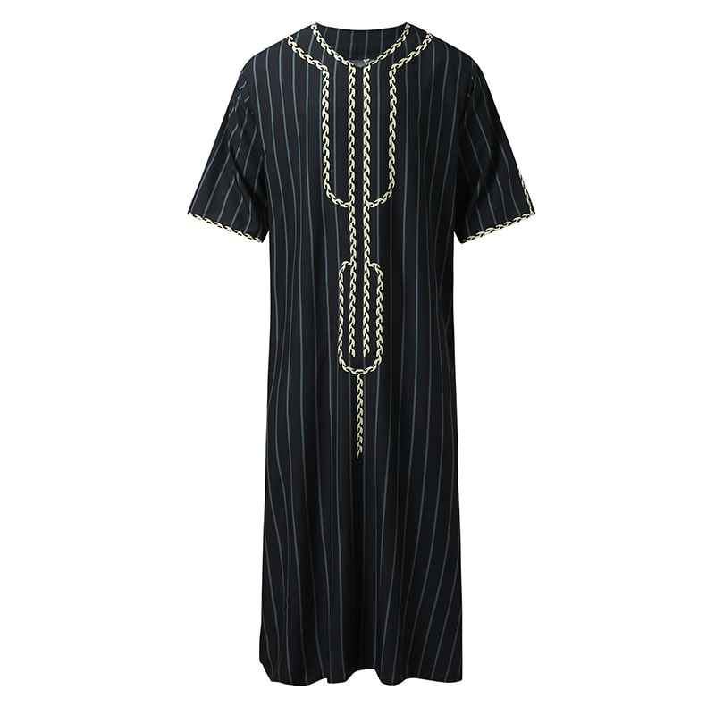 Men's Loose V-Neck Short Sleeve Long Robe - Image 7