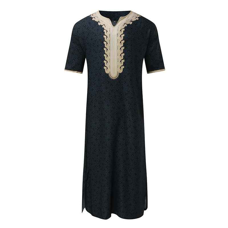 Men's Loose V-Neck Short Sleeve Long Robe - Image 9