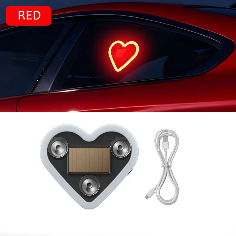 Solar & USB Powered Heart Ambient Light for Car Window - Image 3