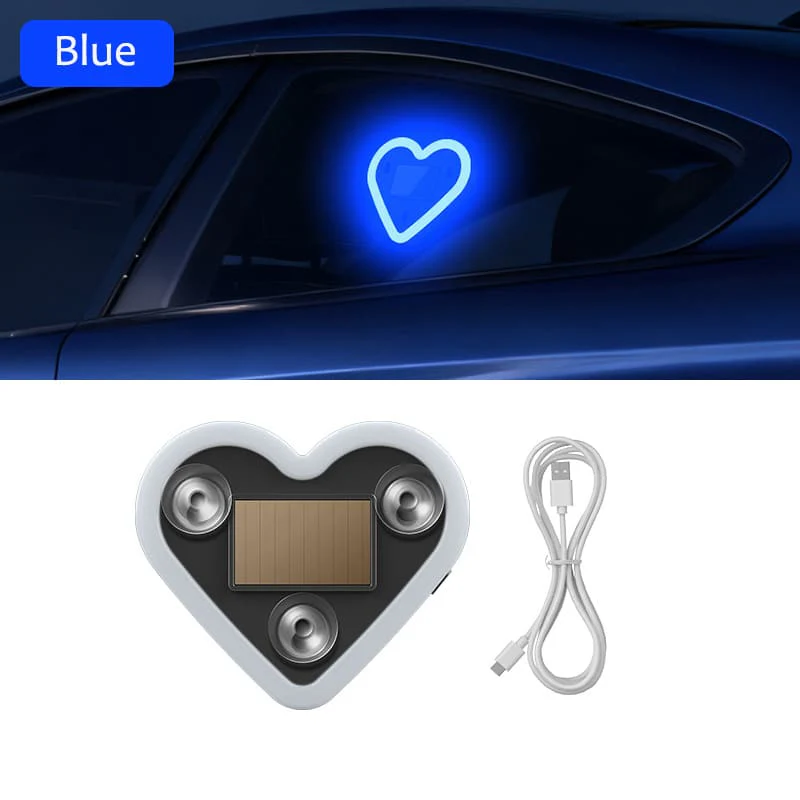 Solar & USB Powered Heart Ambient Light for Car Window - Image 4