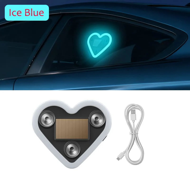Solar & USB Powered Heart Ambient Light for Car Window - Image 5