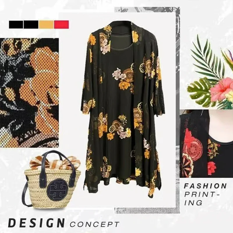 Womens Floral Print Dress Set - Image 5